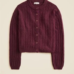 NWT Jcrew Supersoft pointelle bubble-hem cardigan | Burgandy | XXS